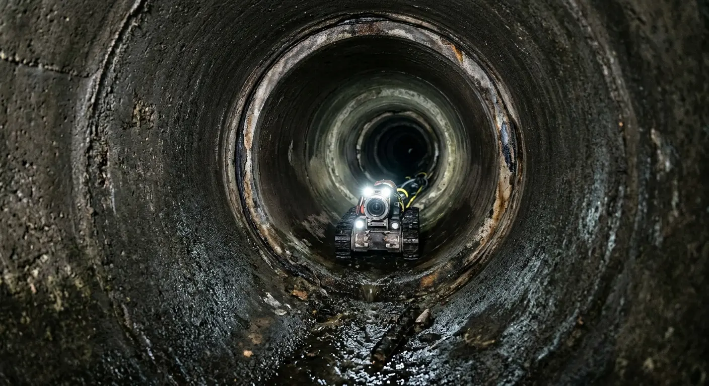 Robotic sewer camera inspecting pipe interior for Sewer Line Repair in Lenox
